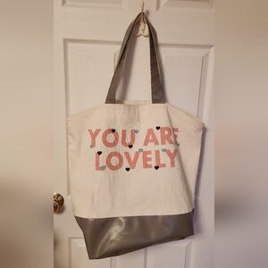XL Gray and Cream Tote Bag